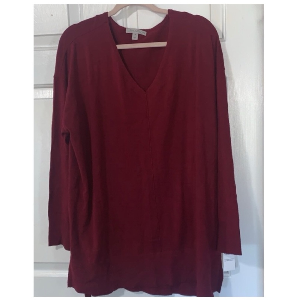 🎄 12 THOMPSON Maroon Red V-neck Sweater NWT 2X